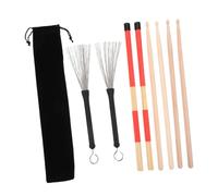 FUTUREORYY Accesorios para Batería Incluye Escobillas de Jazz Baquetas Resistentes con Bolsa de Almacenamiento Roja Diseño Equilibrado para Músicos Instrumentistas