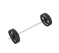 FUTUREORYY Adorno Mini Barra de Pesas Realista para Casa de Muñecas Base Estable en Hierro y Plástico Color Negro para Decoración Temática de Gimnasio