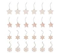 FUTUREORYY Adornos Colgantes Navideños de Madera 24 Piezas para Árbol de Navidad Colgantes DIY en Forma de Copo de Nieve y Estrella Decoración Ligera para Puertas Paredes y Fiestas