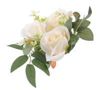 FUTUREORYY Anillo de Vela de Rosa Artificial Beige Centro de Mesa para Bodas Decoración de Fiesta Accesorio Decorativo para Candelabro Flor Artificial Realista Adorno para Eventos