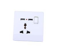 FUTUREORYY Base Enchufe USB Doble con Interruptor Off Enchufe Pared Compatible Uk Us para Móviles Tablets Cámaras Digitales