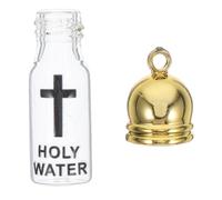 FUTUREORYY Botella Decorativa de Vidrio para Agua, Tamaño Mediano 28x11 Mm, Tapa Acrílica Dorada Adhesivo, Adecuado para Bautismos y Decoración Religiosa en Pascua