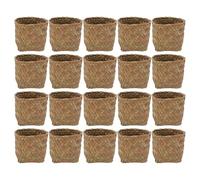 FUTUREORYY Caja de Dulces Tejida de Paja Natural 20 Piezas para Boda y Fiesta, Contenedor Decorativo para Golosinas y Galletas, Embalaje Ecológico Estilo Campestre