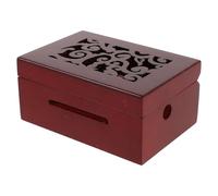 FUTUREORYY Caja de Música Vacía de Madera Maciza Tallada, Kit DIY Mecanismo de 15 Notas y Manivela, Estuche Vintage Rojo Clásico para Accesorios y Almacenamiento, Adecuado para Manualidades