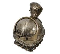 FUTUREORYY Cenicero de Metal con Tapa Resistente al Viento para Exterior, Diseño Creativo de Serpiente en Acabado Bronce Antiguo, Tamaño Compacto para Hogar y Oficina, Cenicero