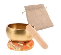 FUTUREORYY Cuenco Tibetano De Cobre Artesanal De Nepal 8 Cm Mazo De Madera, Almohadilla y Bolsa De Lino, Mini Cuenco Sonoro Para Meditación, Yoga y Mejora Del Sueño