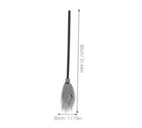 FUTUREORYY Escoba de Bruja Halloween Decorativa Gris con Elementos Temáticos para Fiesta y Disfraz Cosplay Accesorio Duradero para Adultos