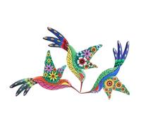 FUTUREORYY Esculturas de Pared de Colibríes de Metal 3piezas, Decoración Resistente y Delicada para Patio y Ventana, Arte Colgante de Alta Simulación en Varios Colores