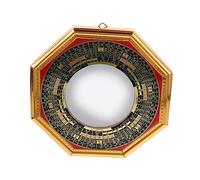 FUTUREORYY Espejo Bagua de Madera Convexo Protector contra Espíritus Malignos Decoración para Hogar Oficina Tienda de Prosperidad y Suerte