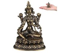 FUTUREORYY Estatuilla Budista Buddha de Latón Dorado Figura de Tara en Miniatura para Decoración de Hogar y Sala, Arte Retro Clásico y Detallado