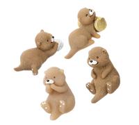 FUTUREORYY Figuras de Resina en Miniatura de Nutria para Decoración de Bonsáis y Terrarios Pequeños, Colgante Duradero y Accesorio para Plantas Suculentas, Pack de 4 Piezas