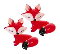 FUTUREORYY Figuras de Vidrio Soplado de Animales Rojos Pequeños, Juego de 2 Piezas, Adornos de Criaturas en Miniatura para Decoración de Hogar, Oficina y Jardín de Hadas,