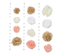 FUTUREORYY Juego de 15 Piezas Pompones y Bolas de Flores de Papel de Seda Color Caqui para Decoración de Fiestas, Bodas y Shower, Guirnalda Colgante Floral Boho, Fondo para Cumpleaños y