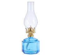 FUTUREORYY Lámpara de Aceite de Queroseno Azul Profundo Vidrio Poligonal Resistente Luz Decorativa para Interior y Exterior Farol Antiviento Vintage Adecuado para Camping y Emergencia