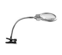 FUTUREORYY Lámpara de Escritorio LED con Clip y Lupa Metálica, Luz de Lectura Ajustable con Cuello Flexible, sin Pilas, Adecuado para Estudio y Trabajo, Uso en Hogar y Oficina, Luz de Libro