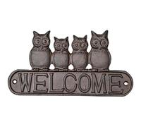 FUTUREORYY Letrero de Bienvenida para Puerta de Entrada de Hierro Fundido Cartel Colgante Rústico Diseño de Búho Decoración Exterior para Jardín Porche y Tienda 1 Unidad