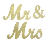 FUTUREORYY Letrero de Mesa para Boda Sr y Sra en Madera MDF Dorada Purpurina Decoración Vintage para San Valentín y Aniversarios Adorno Compacto y Ligero para Eventos y Fiestas