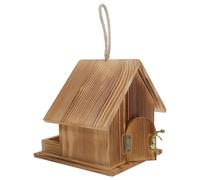 FUTUREORYY Nido de Pájaro para Colibríes de Madera Maciza para Exterior 17,5x18,2x17,2 Cm, Casa de Pino Quemado Resistente Intemperie, para Colgar en Jardín, Hábitat Natural para Anidación