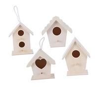 FUTUREORYY Nidos de Pájaro de Madera Creativos para Decoración de Jardín, Set de 4 Piezas con Diseños Doble Capa y Forma Corazón, Ornamentación Rústica para Hogar y Exterior