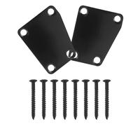 FUTUREORYY Placa de Refuerzo Metálica para Mástil de Guitarra Eléctrica, 2 Sets con Tornillos, 4 Agujeros, Color Negro, Accesorio de Reparación y Mantenimiento para Instrumentos