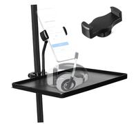 FUTUREORYY Soporte para Tarjeta de Sonido Bandeja Ajustable, Abrazadera en Rack y Soporte para Móvil Integrado, Compatible Micrófonos y Equipos de Transmisión para Karaoke y Presentaciones