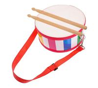 FUTUREORYY Tambor Infantil De Madera 20 Cm Doble Cara y Superficie Sintética, Juguete Educativo De Percusión Para Niños, Instrumento Musical De Iniciación Para Desarrollo Auditivo y Coordinación