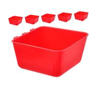 FUTUREORYY Tazas Colgantes para Jaulas de Pájaros y Conejos, Comedero y Bebedero de Plástico Rojo, 12.5x9.5x6 Cm, Apto para Alimentación de Aves Pequeñas y Mascotas Domésticas