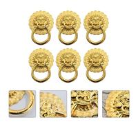 FUTUREORYY Tirador de Armario Vintage de Aleación de Zinc Diseño de Cabeza de León Pequeño Tamaño Acabado Dorado Antiguo 6 Piezas para Muebles Cajones y Puertas Accesorio Práctico para