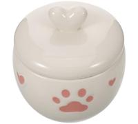 FUTUREORYY Urna para Mascotas Pequeña de Cerámica 600 Ml con Forma de Corazón, Urna para Cenizas de Perros y Gatos, Decoración con Huellas de Patas, Sello Hermético para Conservación,