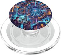 Futurista Cyberpunk PC Gamer y Retro Pixel Art RPG Fantasía PopSockets PopGrip para MagSafe