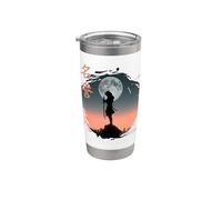 Futurista Fantasma Samurai en Japonés Cyberpunk guerrero Vaso térmico de acero inoxidable de doble pared
