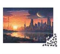 Futuristic Cityscape Rompecabezas 1000 Piezas Juego Familiar Desafío - Sci-fi Urban Skyline -Imposible Adultos Regalo Hombre Mujer 70x50cm/1000pcs