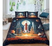 Futuristic sci-fi Funda de Edredón de poliéster Juego de 3 Piezas Diseño 3D con Cremallera Futuristic sci-fi Funda Edredon incluye Fundas de Almohada Suave Lavables for jóvenes Super king（260x220cm）