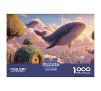 Futuristic_Whales 1000 Piece Corte Preciso Rompecabezas Floating Whale Vibrante Jigsaw Regalo Niños 52x38cm/1000pcs