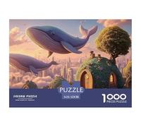 Futuristic_Whales 1000 Pzas Papel Premium Rompecabezas Floating Whale Meditativo Jigsaw Regalo Niños 52x38cm/1000pcs