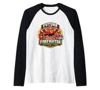 Futuro Bombero pequeño héroe en Entrenamiento Bombero Camiseta Manga Raglan