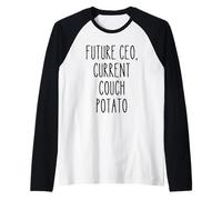 Futuro CEO Couch Potato Ambición Divertido Humor Relajarse Escalofriante Camiseta Manga Raglan