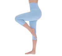 FUTURO FASHION Leggings 3/4 para Mujer Leggings Capri Suaves y Mantecosos de Talle Alto No Transparentes Elásticos Informales Todos los días Yoga Correr S-XXL Azul L-XL