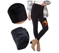 FUTURO FASHION Leggings gruesos con forro de piel para mujer, leggings térmicos con forro polar para mujer, acogedores, casuales, cálidos, elásticos, cintura media y cintura alta, pantalones polares,