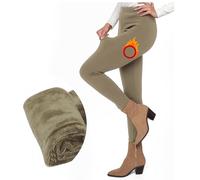 FUTURO FASHION Leggings gruesos con forro polar térmico para mujer, acogedores, informales, cálidos, elásticos, de cintura media, pantalones polares, tallas S-3XL, Capuchino
