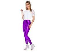 FUTURO FASHION Leggins Sexis de Aspecto Brillante y húmedo, Largo Completo, Cintura Alta, de látex, Piel sintética LTPNL Morado Violeta 40