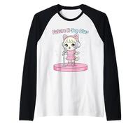 Futuro K-Pop Star Lindo Anime Cat Kawaii Chibi Cantando Ídolo Camiseta Manga Raglan