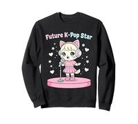 Futuro K-Pop Star Lindo Anime Cat Kawaii Chibi Cantando Ídolo Sudadera