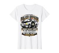 Futuro Oficial de policía Servicio de Integridad de Coraje Camiseta gráfica económica, Mujer, Blanco, S