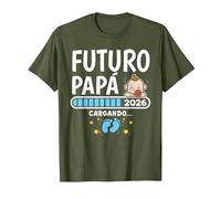 Futuro Papa 2026 Futuro Padre 2026 Cargando Camiseta, Hombre, Verde Oliva, M