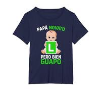 Futuro Papá Novato Primerizo Abuelo Día Padre Bebé Camiseta, Mujer Tallas Grandes, Azul Marino, 2XL Grande