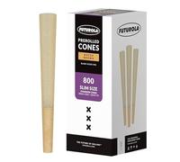 Futurola Conos preenrollados de tamaño delgado, color marrón holandés, caja de 800 piezas, conos preenrollados de 98 mm con punta de filtro de 26 mm, papel de liar francés, fácil de usar