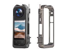 Fututech 1/4 - Marco de protección de aluminio para Insta360 X4 funda jaula para cámara de acción protector adaptador Cold Shoe Conector Accesorios extendidos