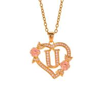 FUUGlan Hollow Out Heart Flower Letter Necklace Customizable Brass Jewelry Elegant Lightweight Design For Women Lightweight Elegant Chain For Women