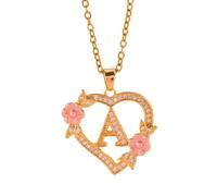 FUUGlan Hollow Out Heart Flower Letter Necklace Customizable Brass Jewelry Elegant Lightweight Design For Women Lightweight Elegant Chain For Women